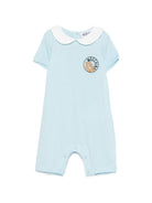 Tutina per neonato Moschino Kids azzurra con stampa logo MMY03YLAA03 40304 MOSCHINO KIDS 