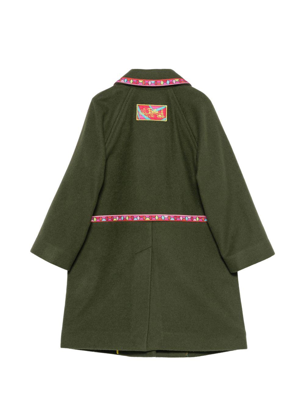 Cappotto per bambina Emilio Pucci Junior verde con motivo geometrico PZ2A40 E0259 783 EMILIO PUCCI KIDS 