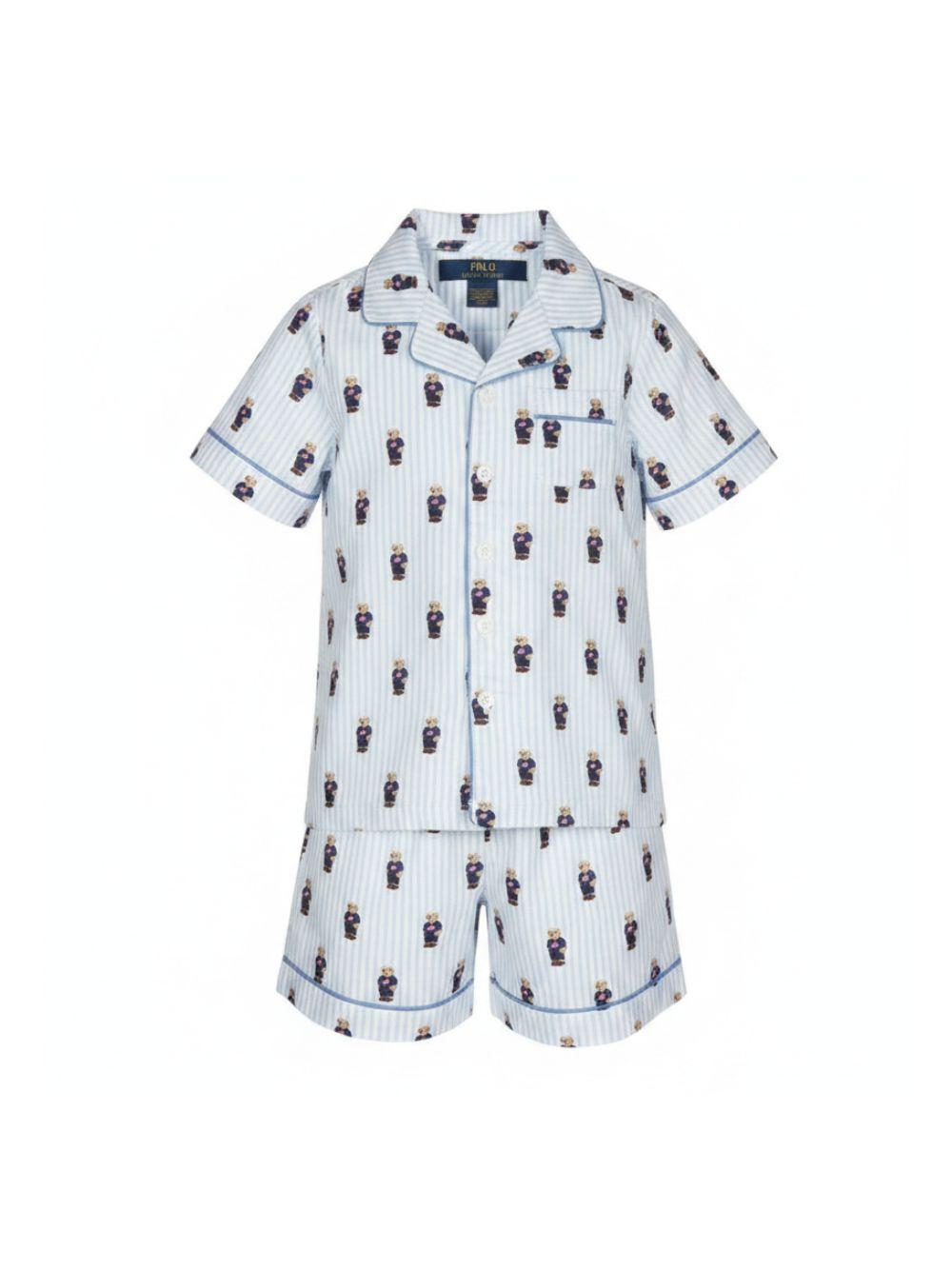 Pigiama per bambino Polo Ralph Lauren Kids azzurro con stampa Polo Bear P0139 W2O Ralph Lauren kids 