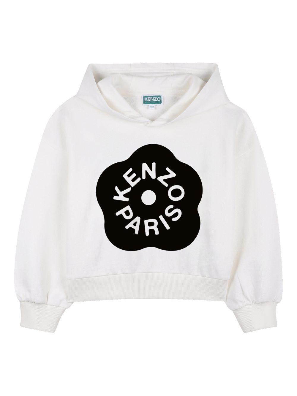 Felpa per bambina Kenzo Kids bianca con dettaglio logo sul davanti K61805 117 KENZO KIDS 