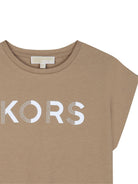 T-shirt per bambina Michael Kors Kids marrone con dettaglio logo R30607 263 MICHAEL KORS KIDS 