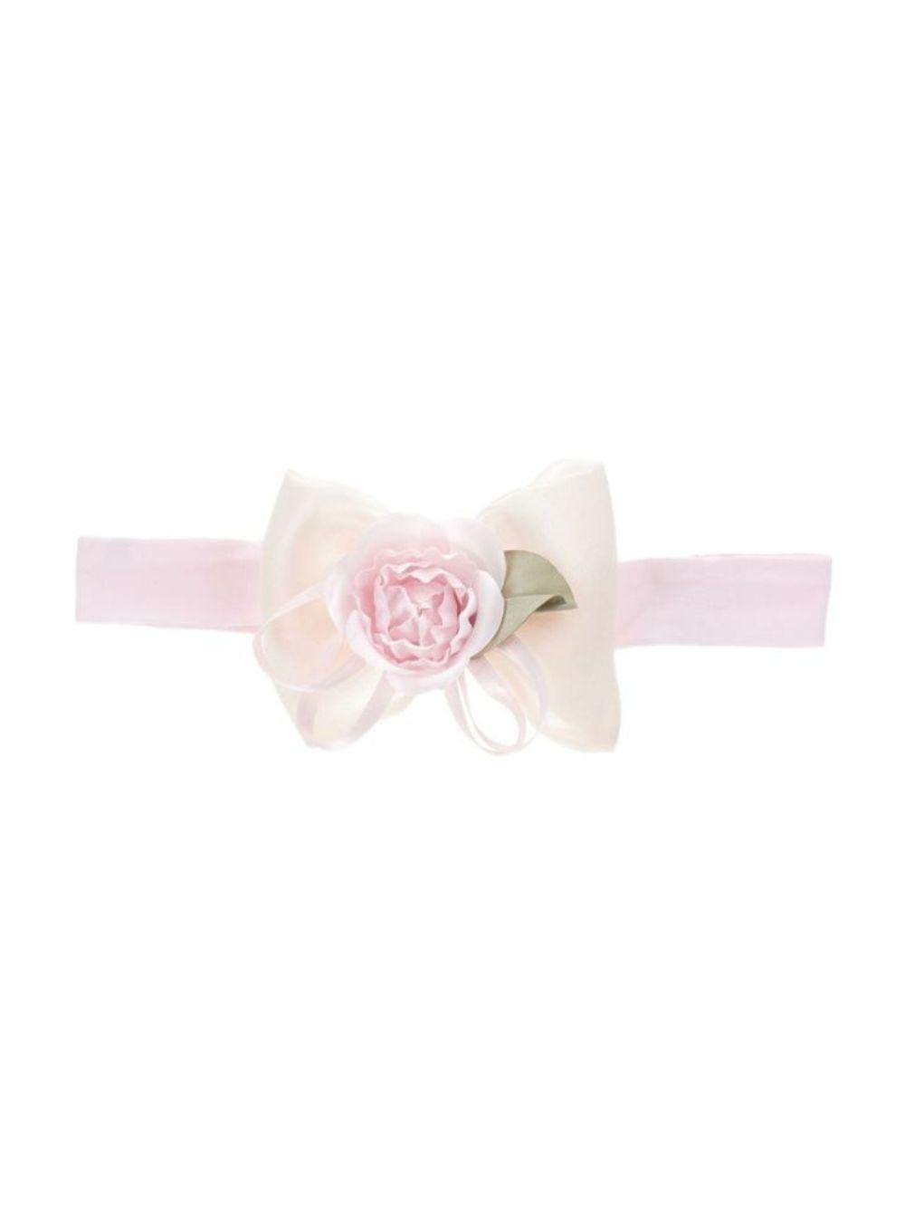 Fascia per capelli per neonata Monnalisa rosa con dettaglio con fiocco e fiore 73G005 7201 0091 MONNALISA KIDS 