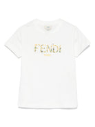 T-shirt per bambina Fendi Kids bianco con logo JFI375 7AJ F1SP9 FENDI KIDS 
