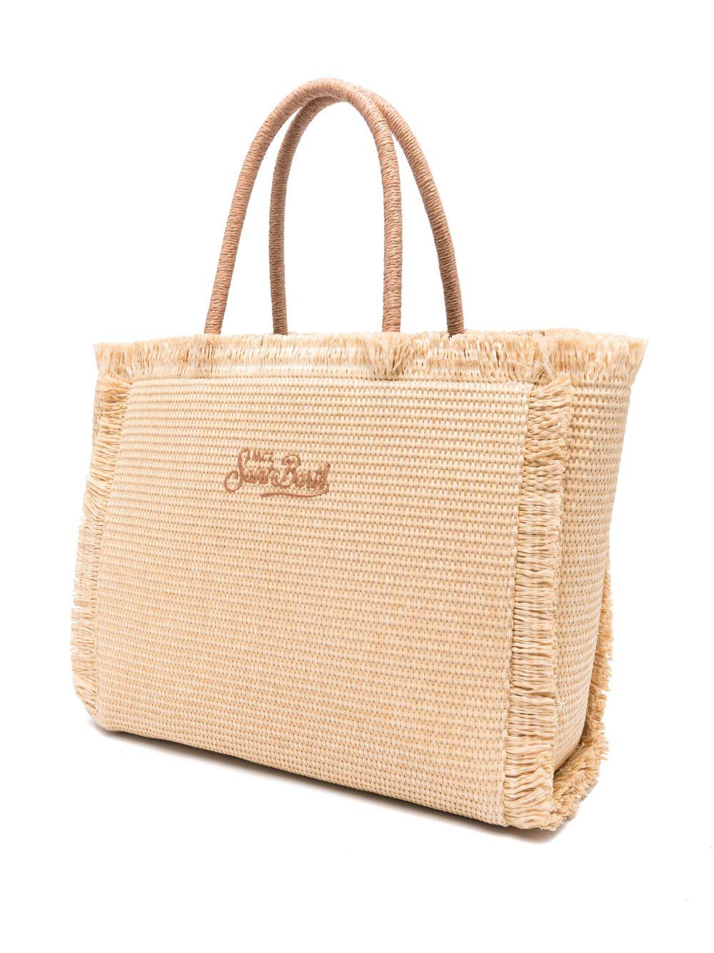 Borsa tote Vanity media MC2 Saint Barth beige con logo ricamato VANI021 00368L MC2 ST. BARTH KIDS 