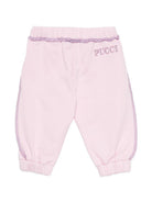Pantaloni sportivi per neonata Emilio Pucci Junior rosa con cuciture a contrasto PZ6010 Z3183 51S EMILIO PUCCI KIDS 