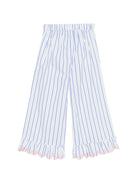 Pantaloni Loukini per bambina Louise Misha bianchi con design a righe azzurre GRI-S26-P0146 BLUE LOUISE MISHA 