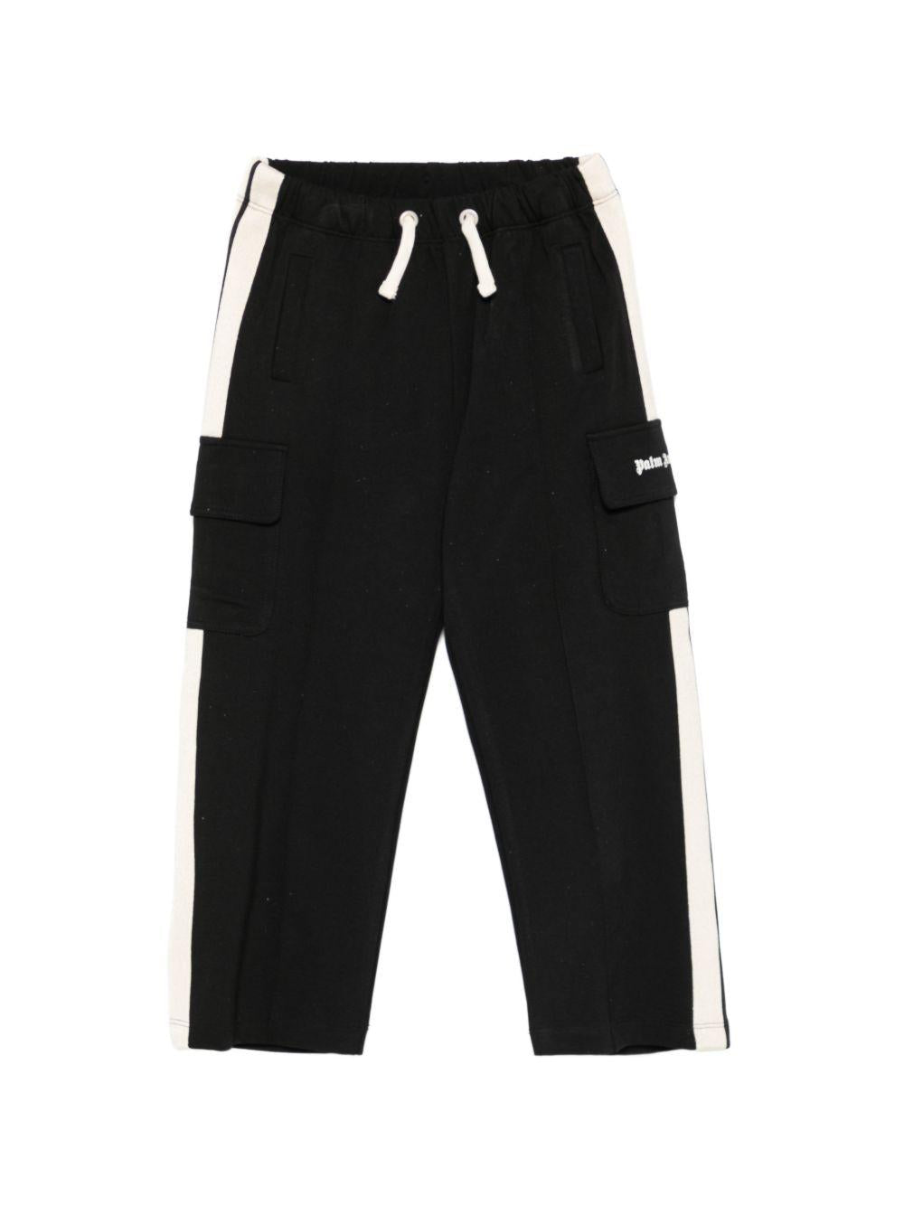 Pantaloni cargo Palm Angels Kids nero con dettaglio a strisce laterali PBCJ008S26FLE001 110 PALM ANGELS KIDS 