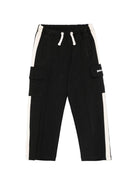 Pantaloni cargo Palm Angels Kids nero con dettaglio a strisce laterali PBCJ008S26FLE001 110 PALM ANGELS KIDS 