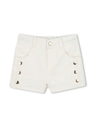 Shorts denim con bordo a smerlo per neonato Chloè Kids bianco con passanti C20530 117 CHLOE' KIDS 
