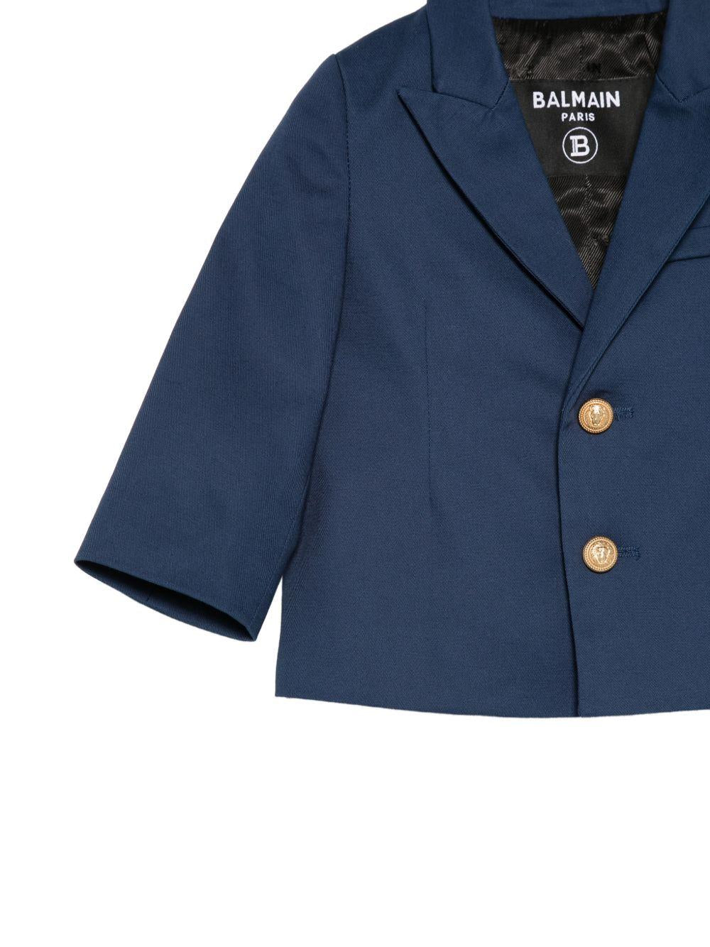Giacca per neonato Balmain Kids blu con bottoni color oro BY2524 G0197 620OR BALMAIN KIDS 