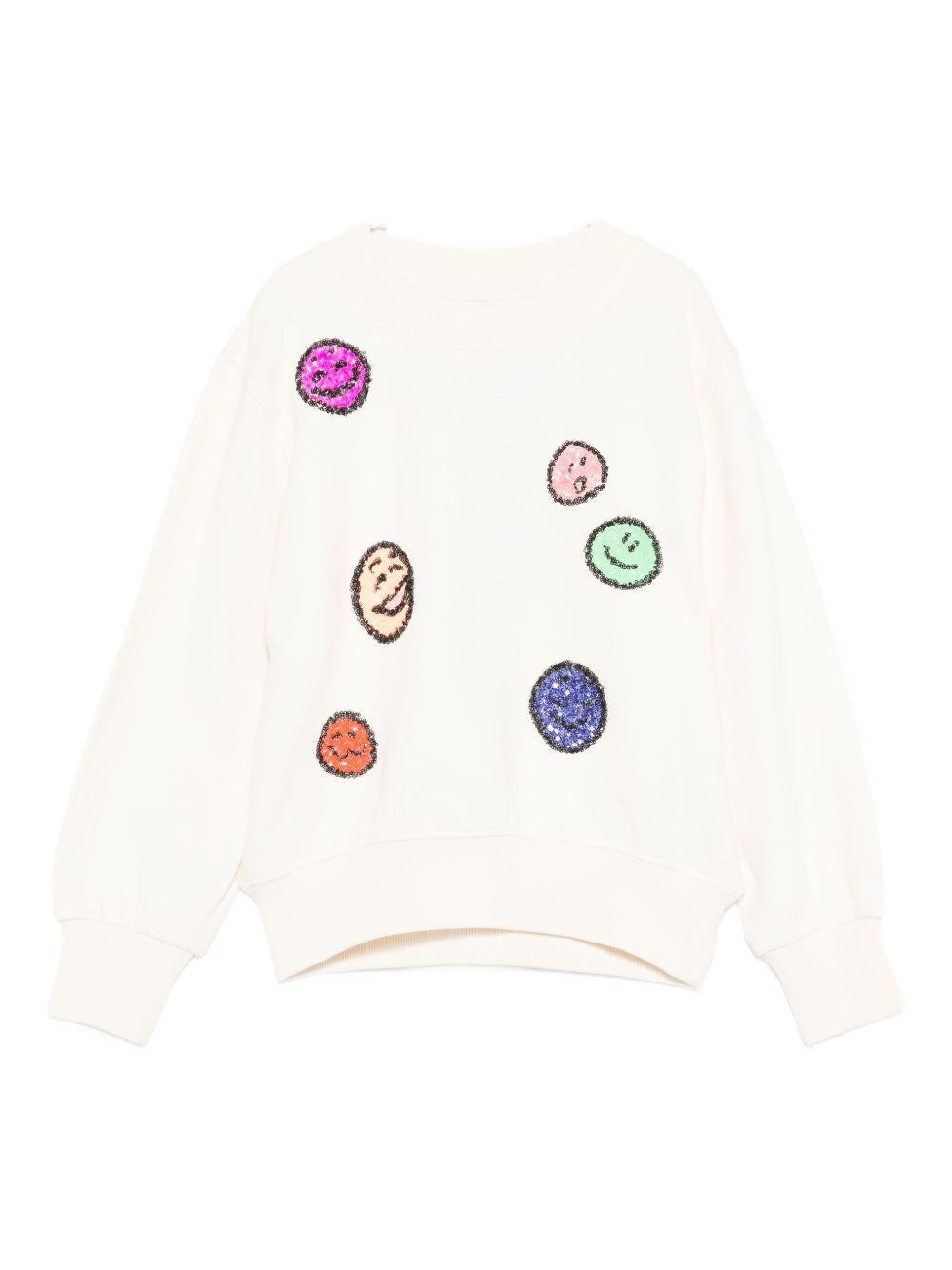 Felpa per bambina Molo bianco con decorazioni con paillettes 2W25J207 5498 MOLO 