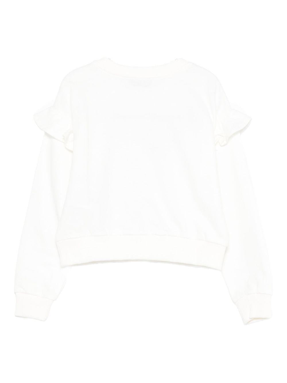 Felpa per bambina Moschino Kids bianca con ruches HDF06DLCA60 10063 MOSCHINO KIDS 