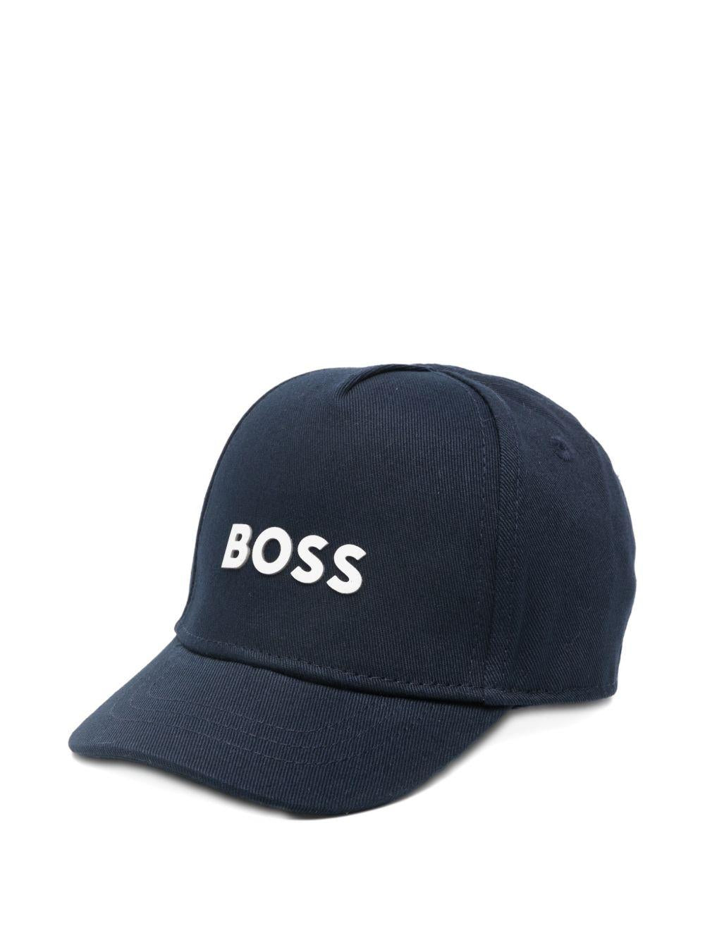Cappello per neonato Boss Kids blu con logo sul davanti J53141 849 BOSS KIDS 