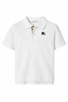 T-shirt per bambino Burberry Kids bianca con ricamo Equestrian Knight 8117368 A1464 BURBERRY KIDS 