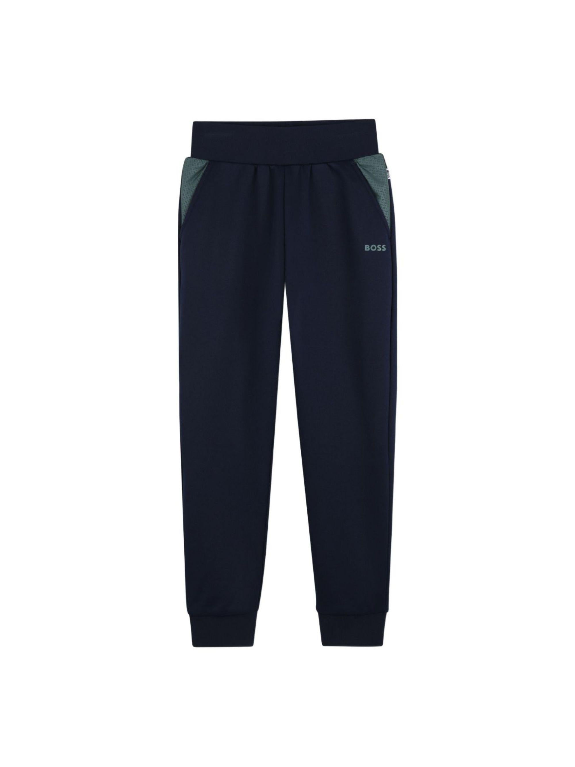 Pantaloni sportivi per bambino Boss Kids blu con logo tono su tono J52908 849 BOSS KIDS 