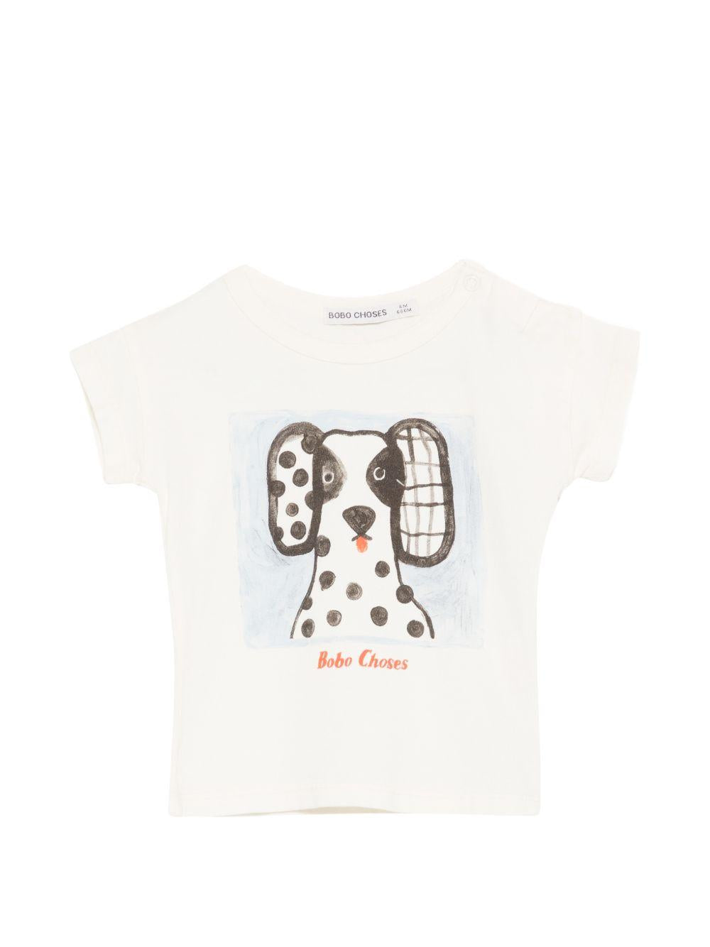 T-shirt per neonato Bobo Choses bianca stampa grafica cane B126AB012 101 BOBO CHOSES KIDS 