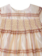 Abito per neonata Bonpoint beige con motivo a quadri e dettagli plissettati W05XDRW00021 303 BONPOINT 
