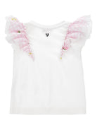 T-shirt per bambina Monnalisa bianca con ruches 11G604 7201 9990 MONNALISA KIDS 