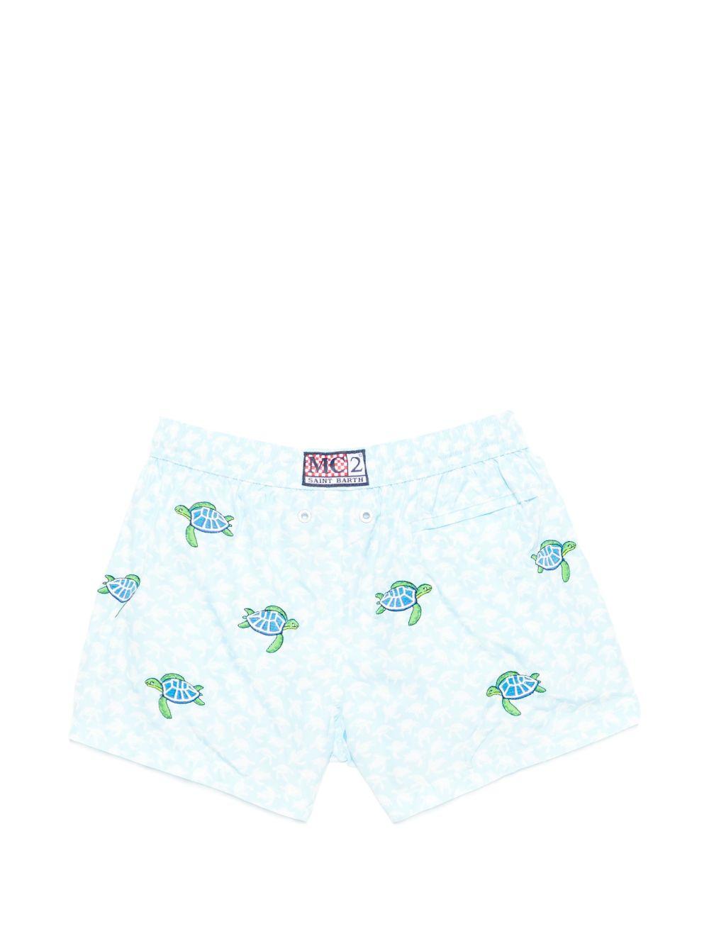 Costume per bambino MC2 Saint Barth Kids azzurro con motivo tartarughe JEA0014 02169L MC2 ST. BARTH KIDS 