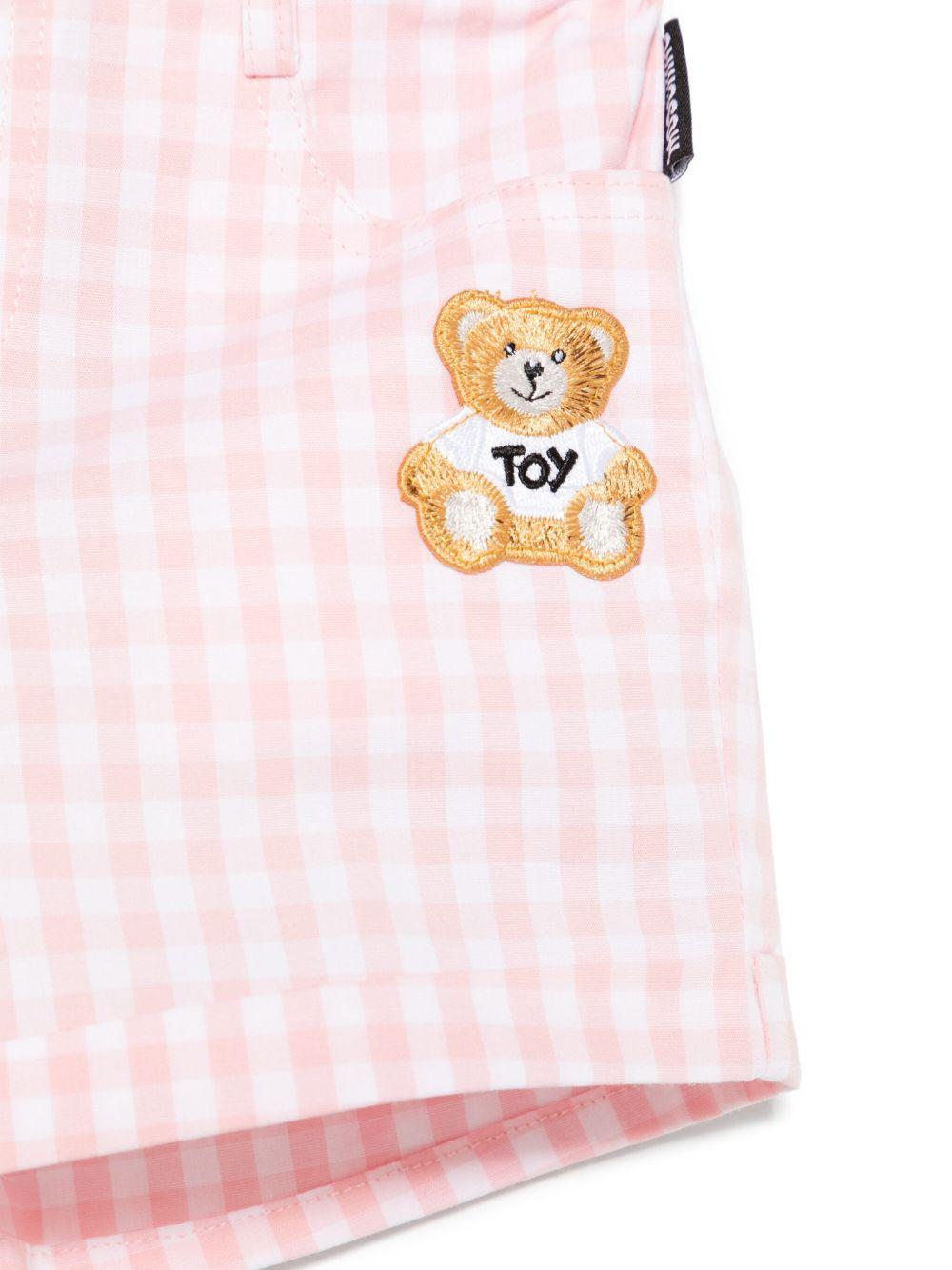 Shorts a quadretti per neonato Moschino Kids rosa con tasche posteriori MMQ00RLME05 85010 MOSCHINO KIDS 