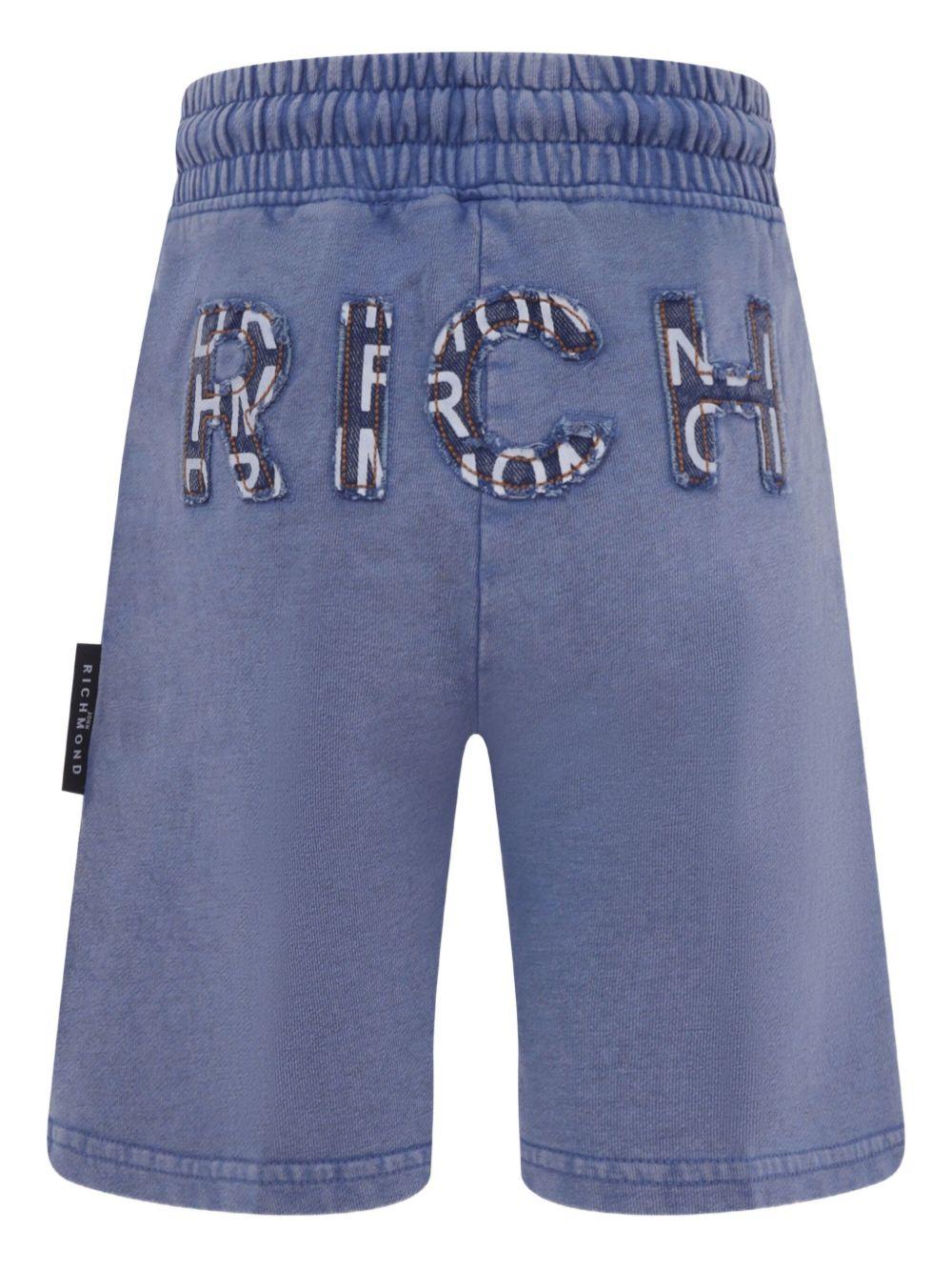 Shorts per bambino John Richmond Junior blu con targhetta con logo e stampa RBP25114BE BLUE MELANGE JOHN RICHMOND JUNIOR 