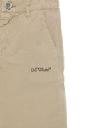 Bermuda con logo per bambino Off-White Kids verde con due tasche posteriori OBCB00BS25FAB001 6310 OFF WHITE KIDS 