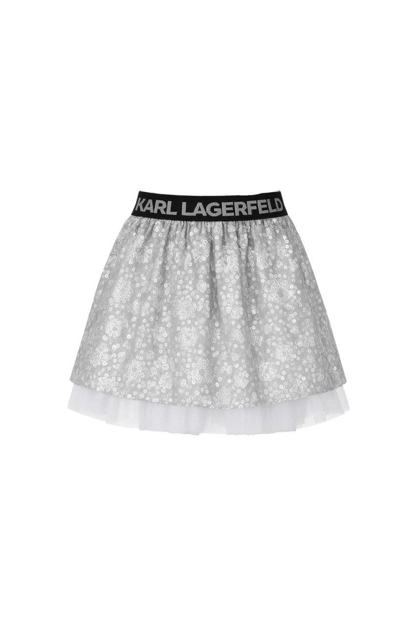 Gonna per bambina Karl Lagerfeld Kids grigia con decorazione con paillettes Z31118 016 KARL LAGERFELD KIDS 