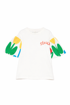 T-shirt per bambina Stella McCartney Kids bianca con stampa floreale TY8B71 Z0434 101 STELLA McCARTNEY KIDS 