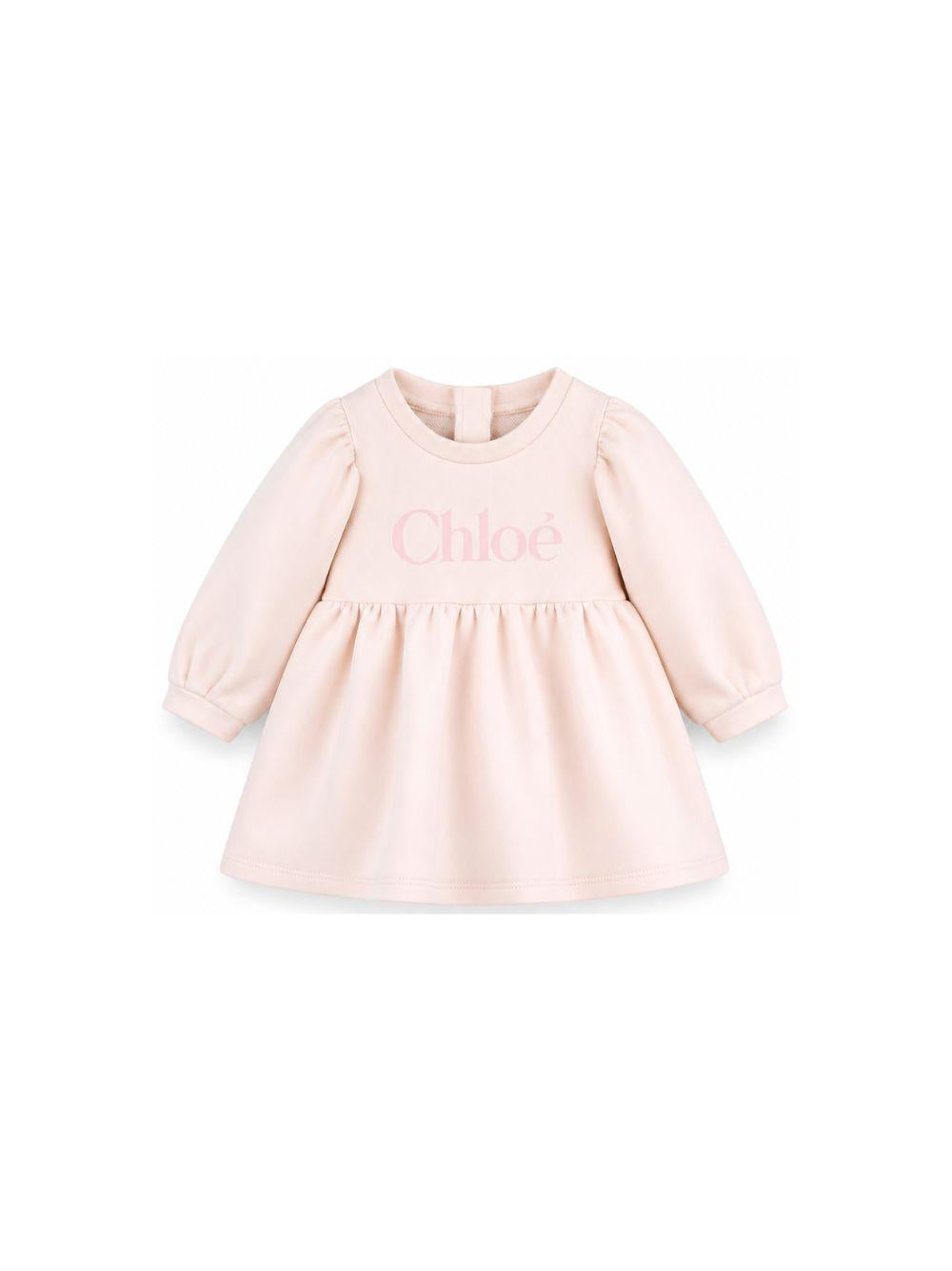Abito per neonata Chloè Kids rosa con stampa logo sul davanti C21335 46J CHLOE' KIDS 