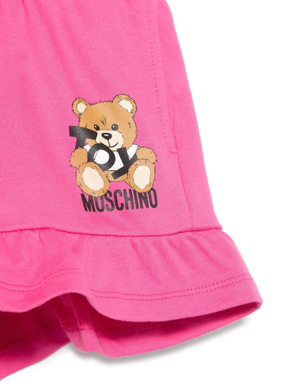 Shorts con stampa Leo Teddy per bambina Moschino Kids fucsia con due tasche laterali HAQ014LCA19 50533 MOSCHINO KIDS 