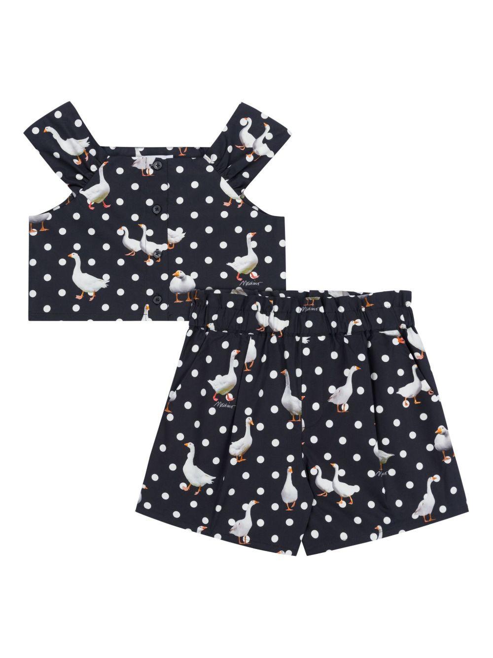 Set Top e Shorts per bambina Moschino Kids nero con stampa HDG01ILLB49 84491 MOSCHINO KIDS 