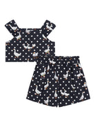 Set Top e Shorts per bambina Moschino Kids nero con stampa HDG01ILLB49 84491 MOSCHINO KIDS 