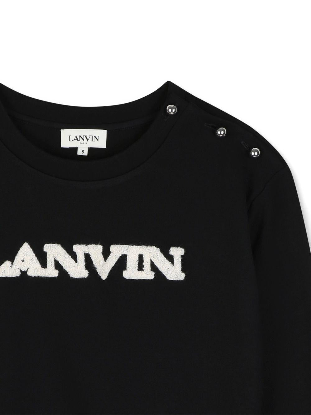 Felpa per bambino Lanvin Kids nera con applicazione logo N30402 09B LANVIN KIDS 