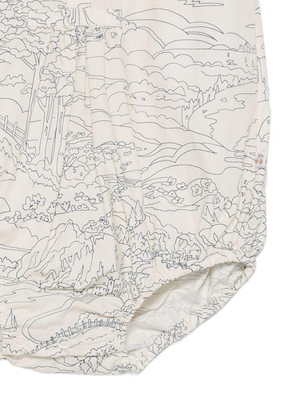Tutina per neonati Bonpoint beige con stampa grafica all-over S06OOVW00001 677 BONPOINT KIDS 