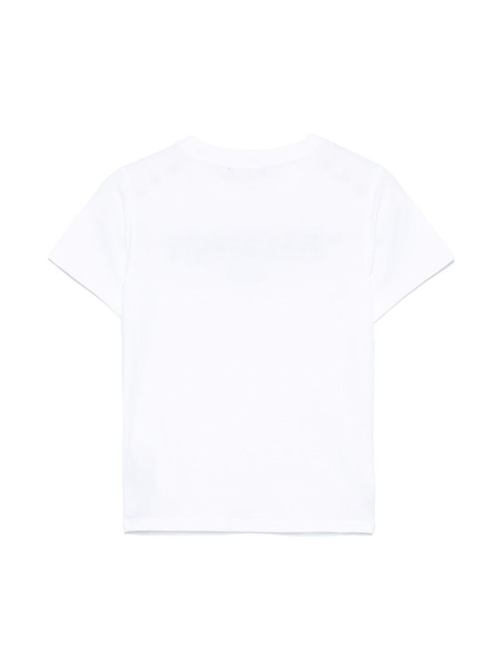 T-shirt con logo ricamato per bambina Balmain Kids bianco con orlo dritto BW8A21 Z0116 100OR BALMAIN KIDS 