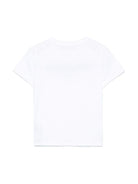 T-shirt con logo ricamato per bambina Balmain Kids bianco con orlo dritto BW8A21 Z0116 100OR BALMAIN KIDS 