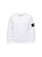 Maglione per bambino Stone Island Kids bianco con applicazione logo sulla manica L2S165100009S0C04 V0001 STONE ISLAND KIDS 