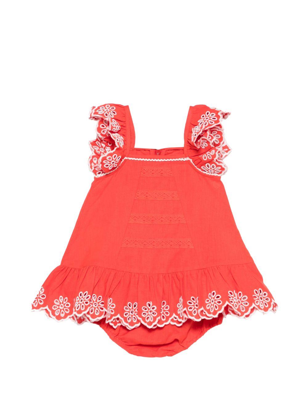 Abito per neonata Stella McCartney Kids rosso con ruches TY1132 Z0138 426 STELLA McCARTNEY KIDS 