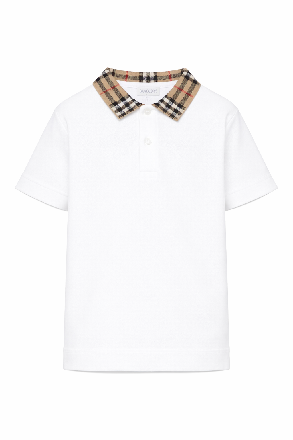 Polo per bambino Burberry Kids bianca con spacchetti laterali 8105571 A1464 BURBERRY KIDS 