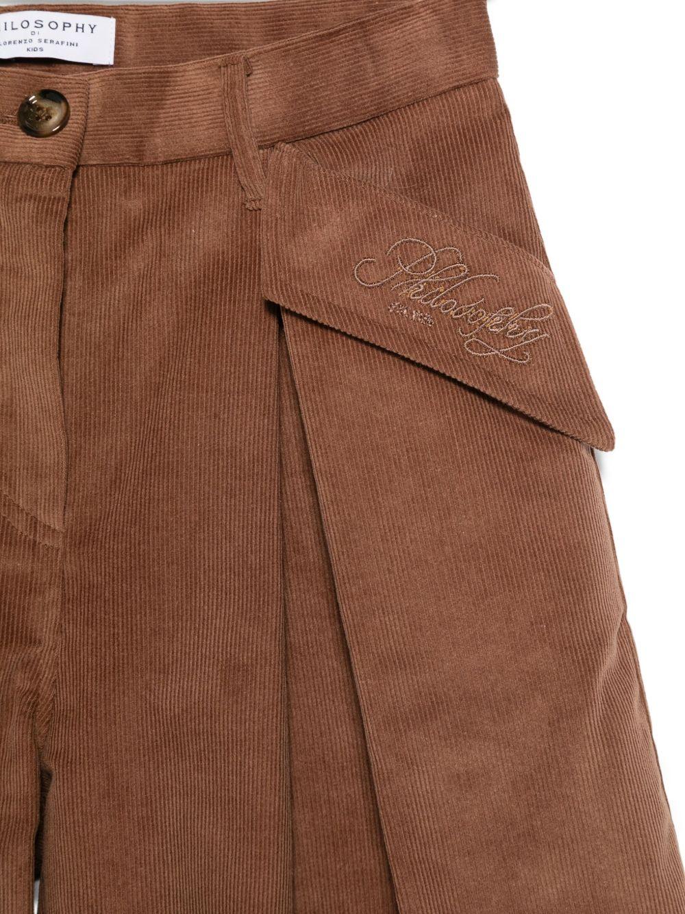 Shorts per bambina Philosophy Di Lorenzo Serafini Kids marrone con tasche laterali con patta I1F406 6851 P006 PHILOSOPHY 