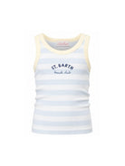 Canotta per bambina MC2 Saint Barth Kids bianca e azzurra con motivo a righe BLUE002 03775L MC2 ST. BARTH KIDS 