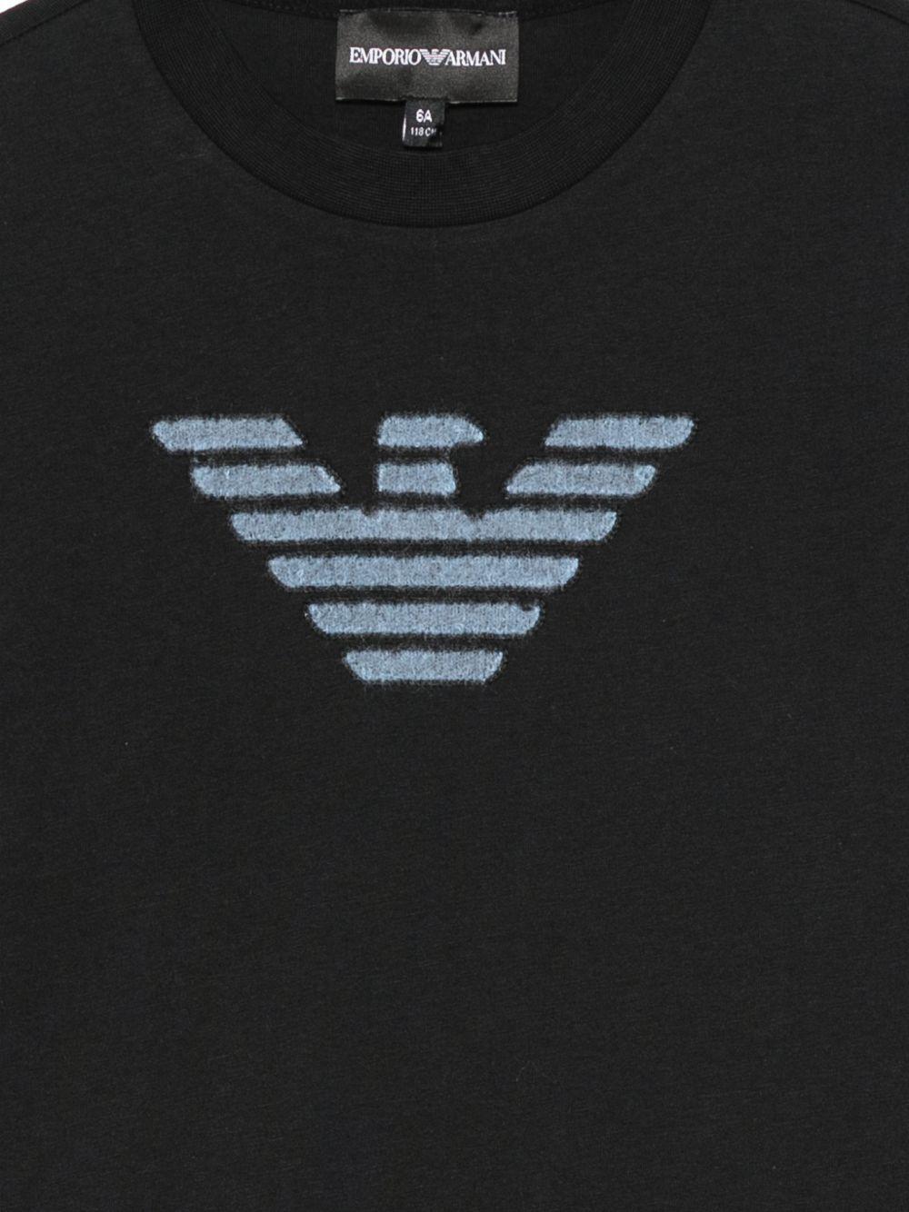 T-shirt per bambino Emporio Armani Kids blu con logo sul davanti EB001666 AF16162 UB118 EMPORIO ARMANI KIDS 