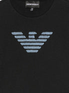 T-shirt per bambino Emporio Armani Kids blu con logo sul davanti EB001666 AF16162 UB118 EMPORIO ARMANI KIDS 