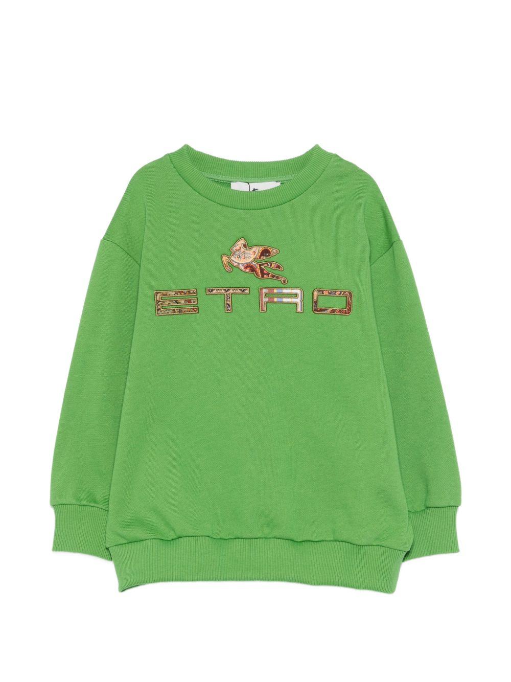 Felpa per bambino Etro Kids verde con applicazione Pegaso sul davanti GY4P50 Z3183 773 ETRO KIDS 