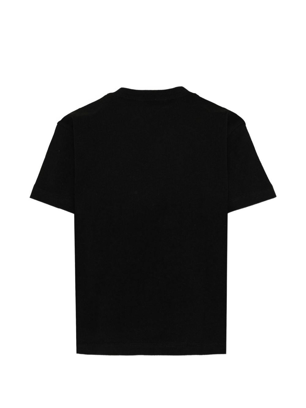 T-shirt per bambina Palm Angels Kids nera con logo fucsia sul davanti PGAA002S26JER005 110 PALM ANGELS KIDS 