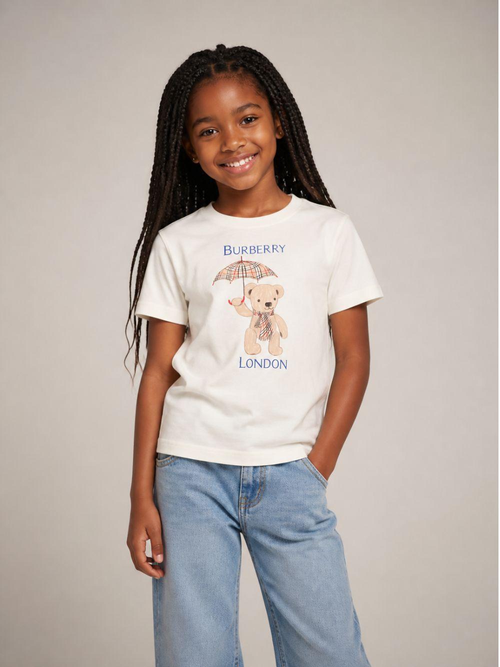 T-shirt per bambini Burberry Kids bianca con motivo London Bear 8127206 A2014 BURBERRY KIDS 