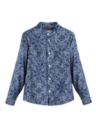 Camicia per bambino Brunello Cucinelli Kids blu con colletto alla coreana BM691C330 C007 BRUNELLO CUCINELLI KIDS 
