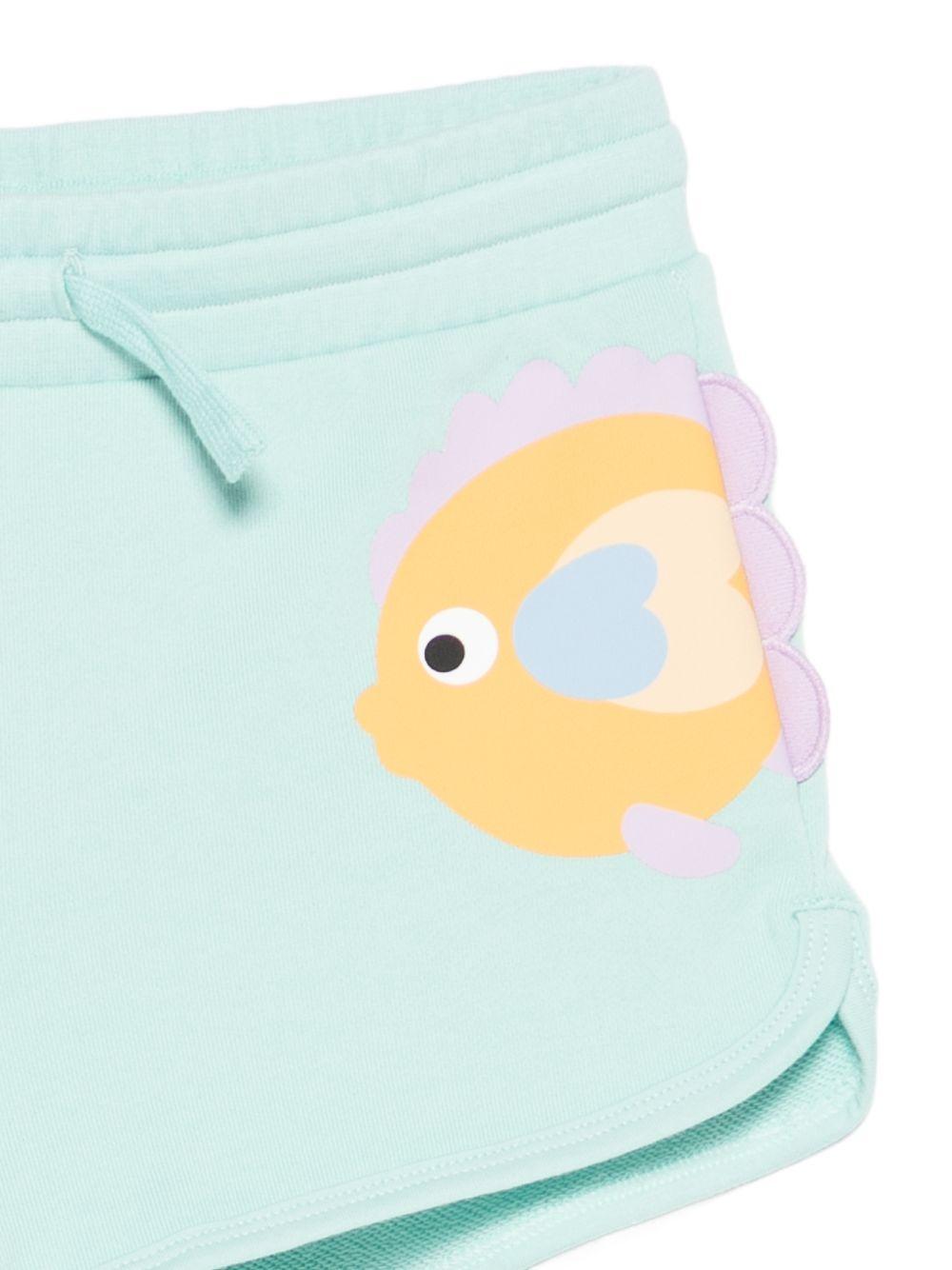 Shorts per bambina Stella McCartney Kids azzurri con stampa pesciolini TY6B69 Z3409 683 STELLA McCARTNEY KIDS 
