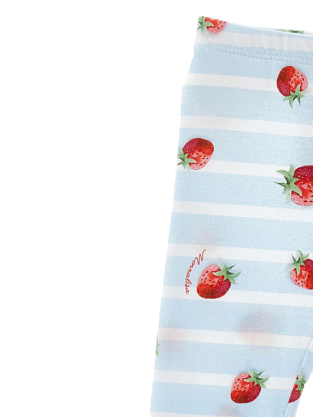 Pantaloni per neonata Monnalisa azzurro a righe con stampa fragole 31G414NP 7616 5244 MONNALISA KIDS 