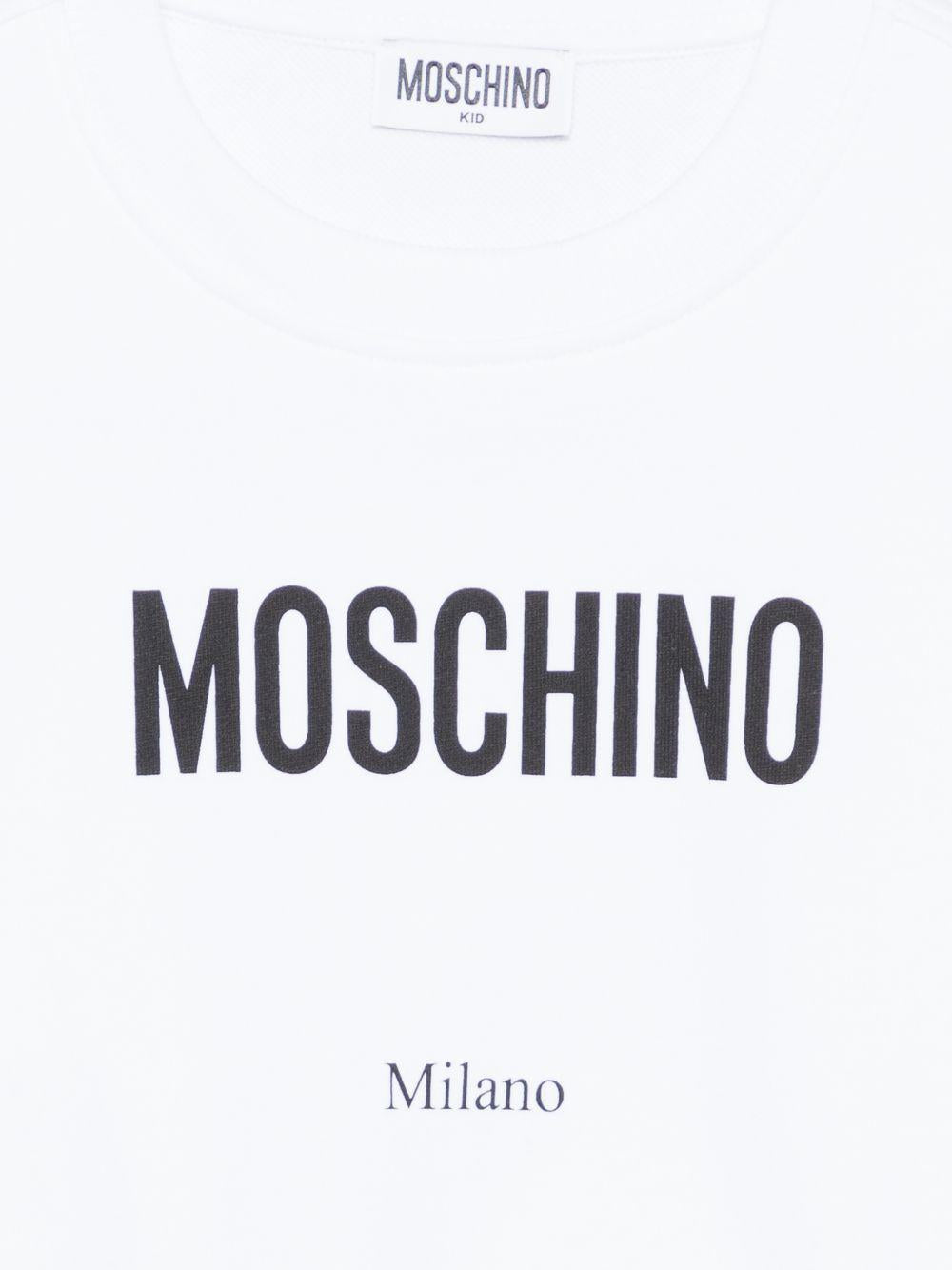 Felpa per bambino Moschino Kids bianca con logo sul davanti HUF09NLCA32 10101 MOSCHINO KIDS 